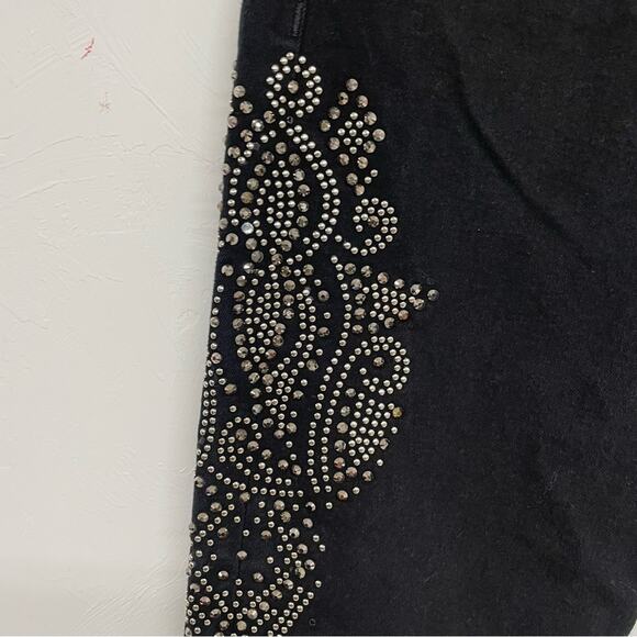 True Religion Black Mid Rise Bedazzled Skinny Ankle Jeans Y2K Womens 29 Studded - Picture 2 of 7